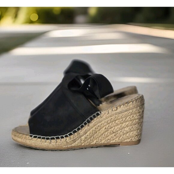 Adrienne Vittadini Calla Espadrille Black Wedges Shoes Size 6M Women's - Picture 1 of 7
